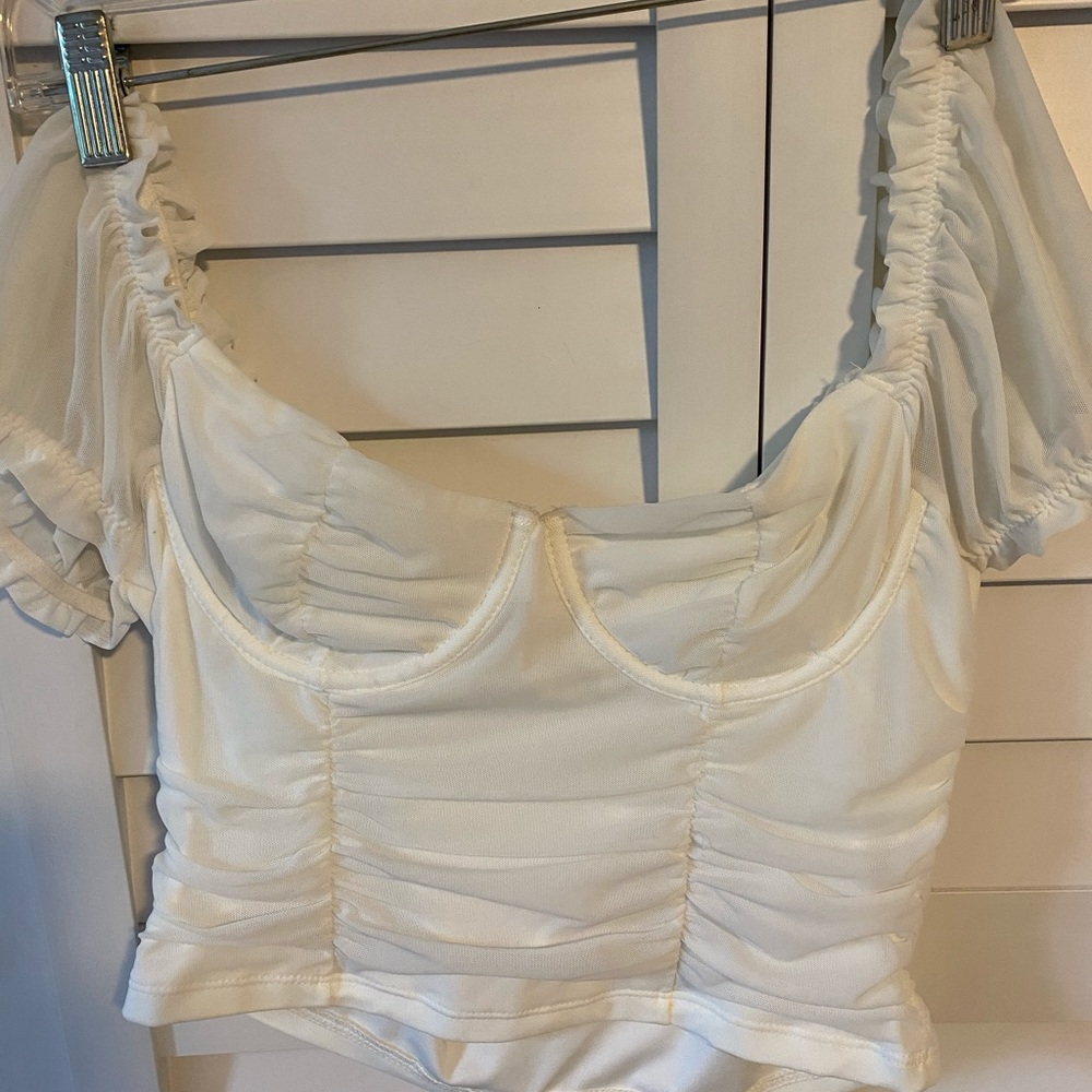 White bustier top